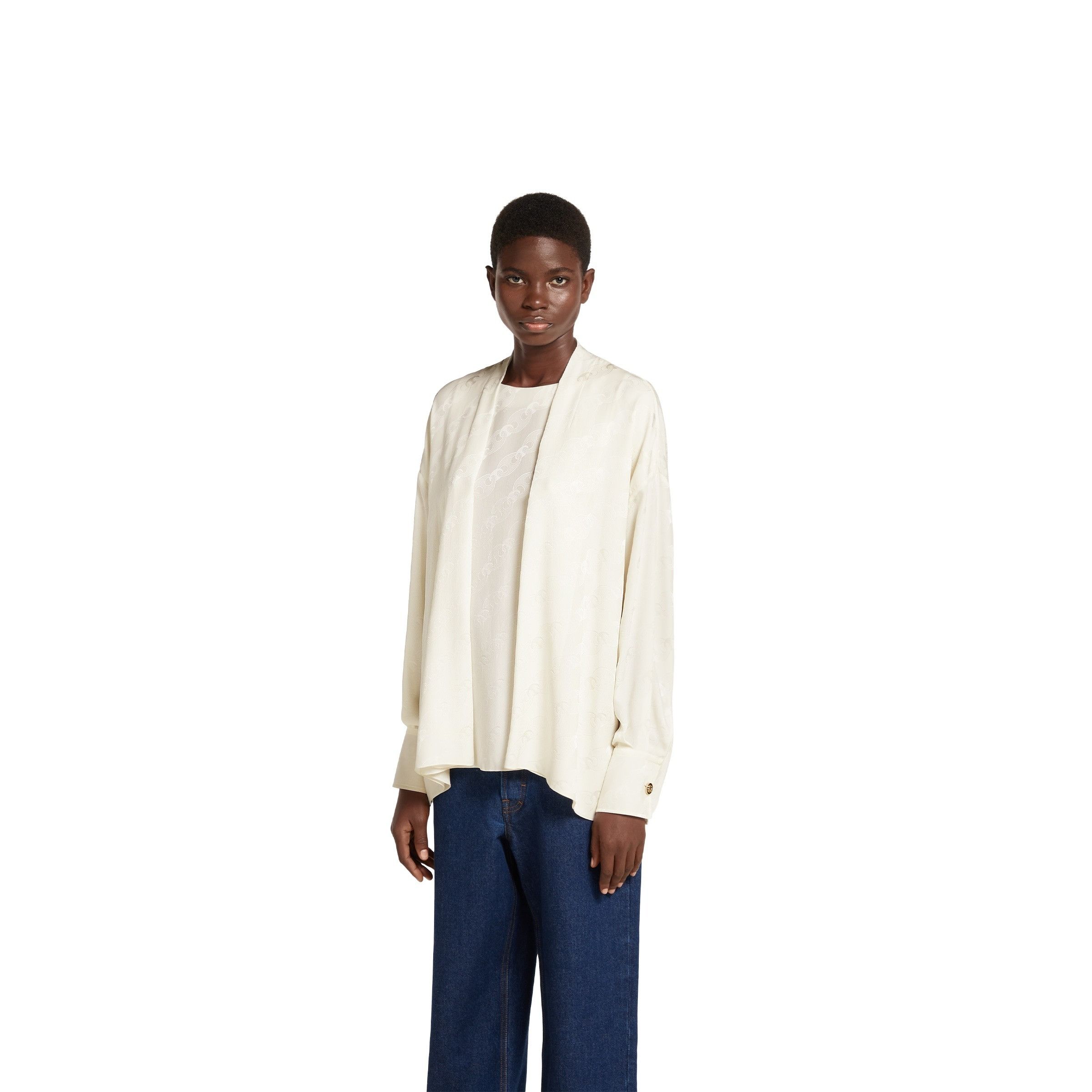 Gucci o1la5ras0426 Marina Chain Silk Jacquard Top in White Size XS / US 0-2 / IT 36-38 - 5 Thumbnail