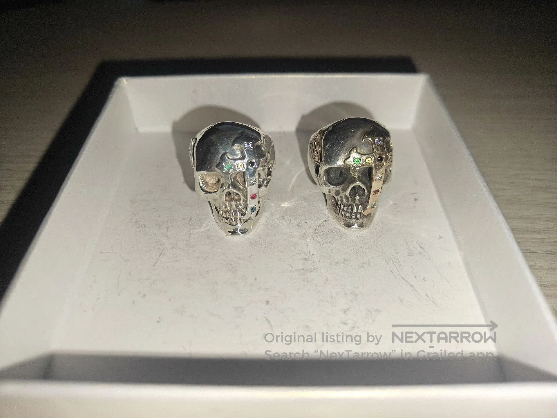 Number (N)ine Number (n)ine x Magical Design Skull Silver Cross Ring. Size ONE SIZE - 2 Thumbnail