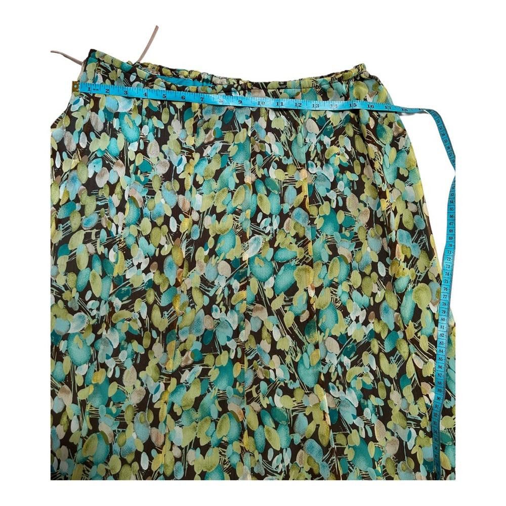 Designer Vintage Floral Midi Skirt W Brown Trim Size 10 Size 32" / US 10 / IT 46 - 4 Thumbnail