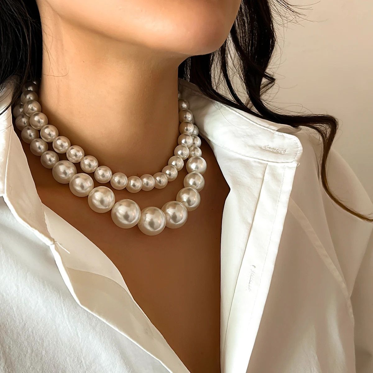 Other Elegant 2pcs/set Imitation Pearl Beaded Choker Necklaces Size ONE SIZE - 4 Thumbnail