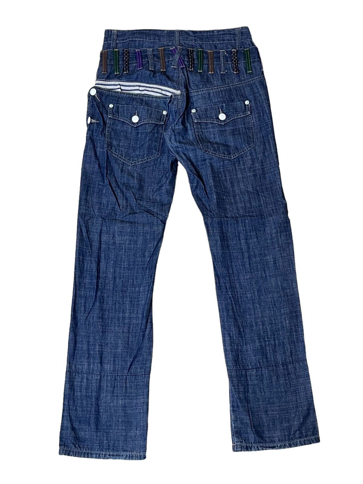 Japanese Brand SICK Y2K JAPANESE EXPLOSION BY NYLAUS DOUBLE WAIST JEANS Size US 30 / EU 46 - 1 Thumbnail