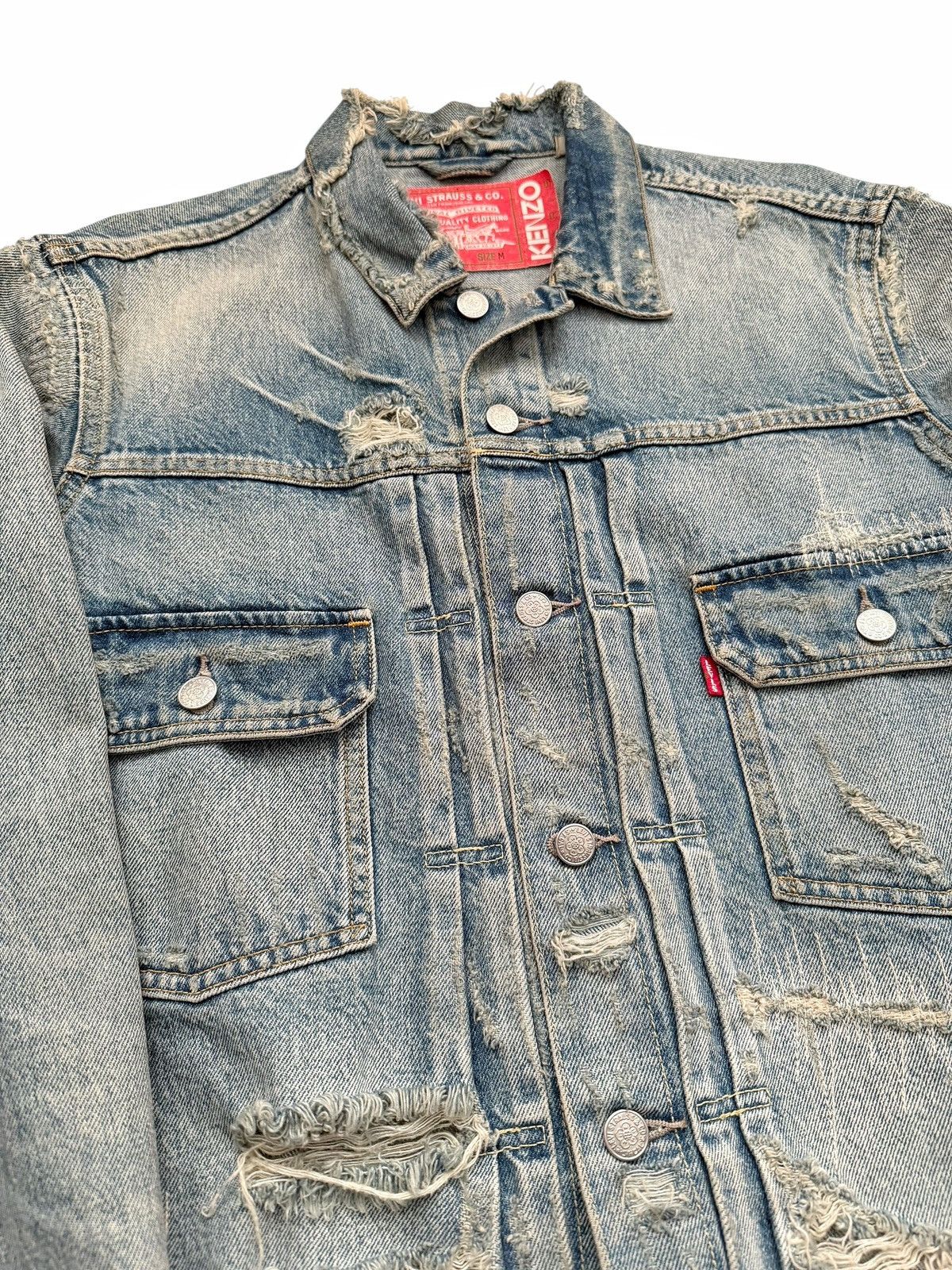 Kenzo × Levi's Kenzo Type II 2 Distressed Destroyed Denim Jacket Size US M / EU 48-50 / 2 - 4 Thumbnail