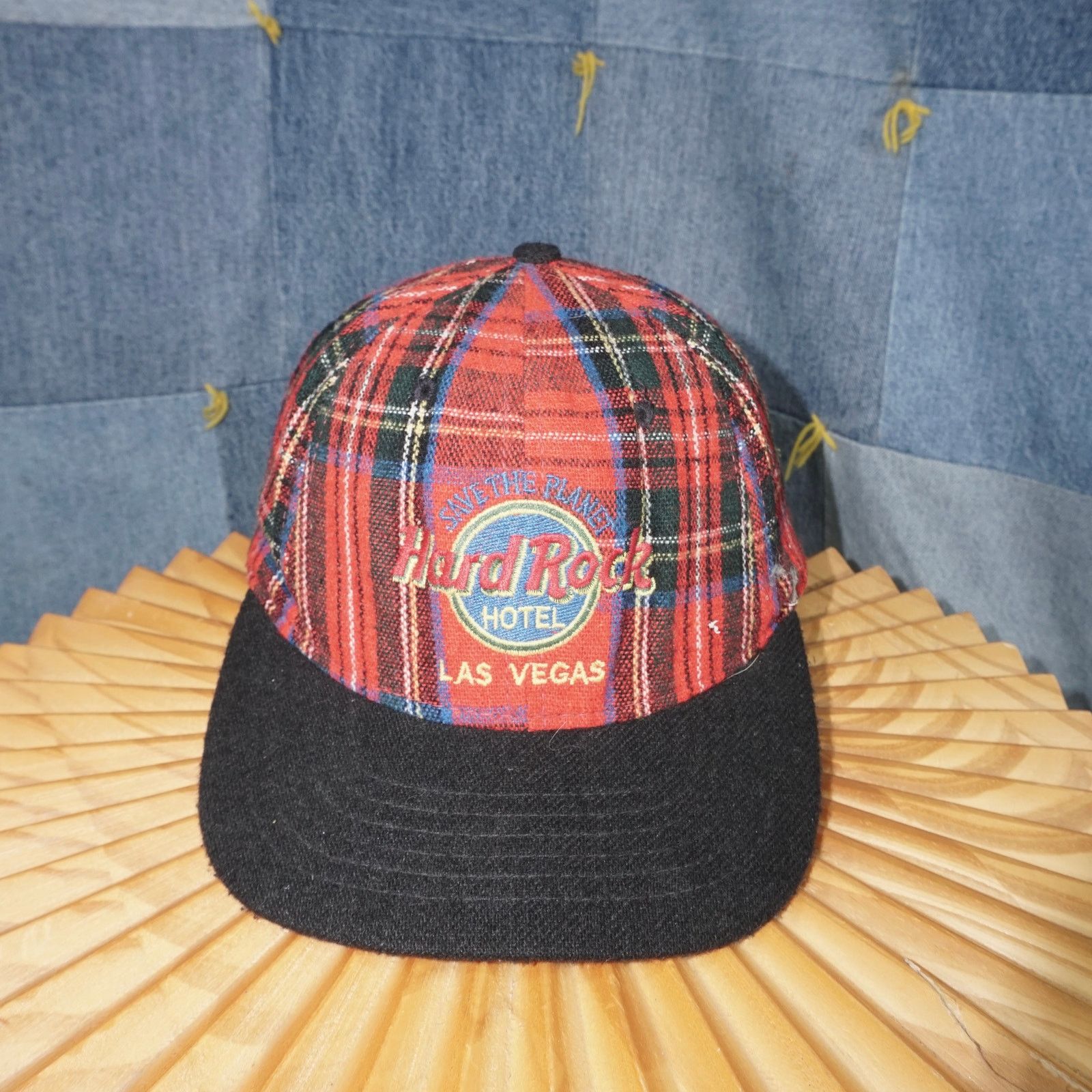Hard Rock Cafe OSFA - Vintage Y2K hard Rock Cafe plaid embroider 1990s hat Size ONE SIZE - 1 Thumbnail