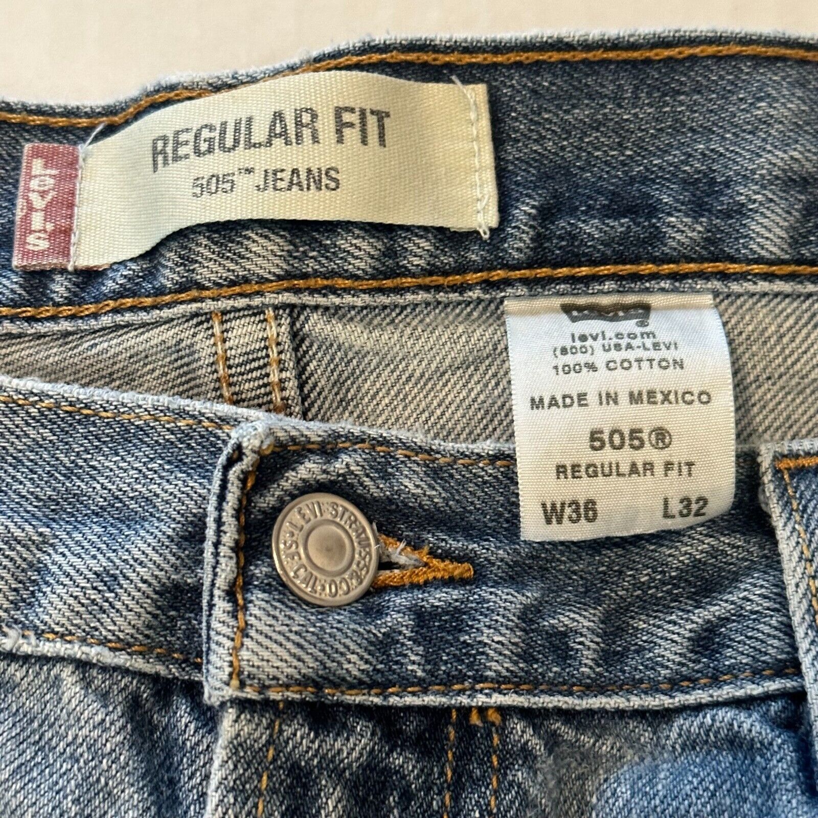 Levi's Levis 505 Straight Leg 36x32 Blue Jeans Mild Distress 90sVTG Size US 36 / EU 52 - 6 Thumbnail
