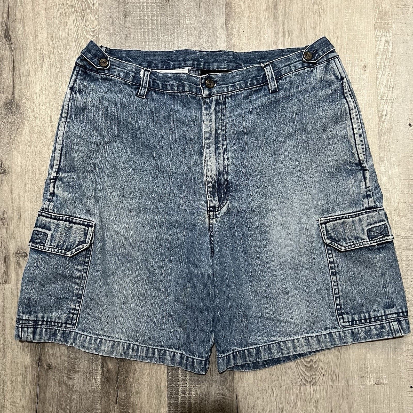 Vintage VTG Consensus Cargo Denim Shorts 90s Blue Mens Skater Jorts Size US 36 / EU 52 - 1 Thumbnail