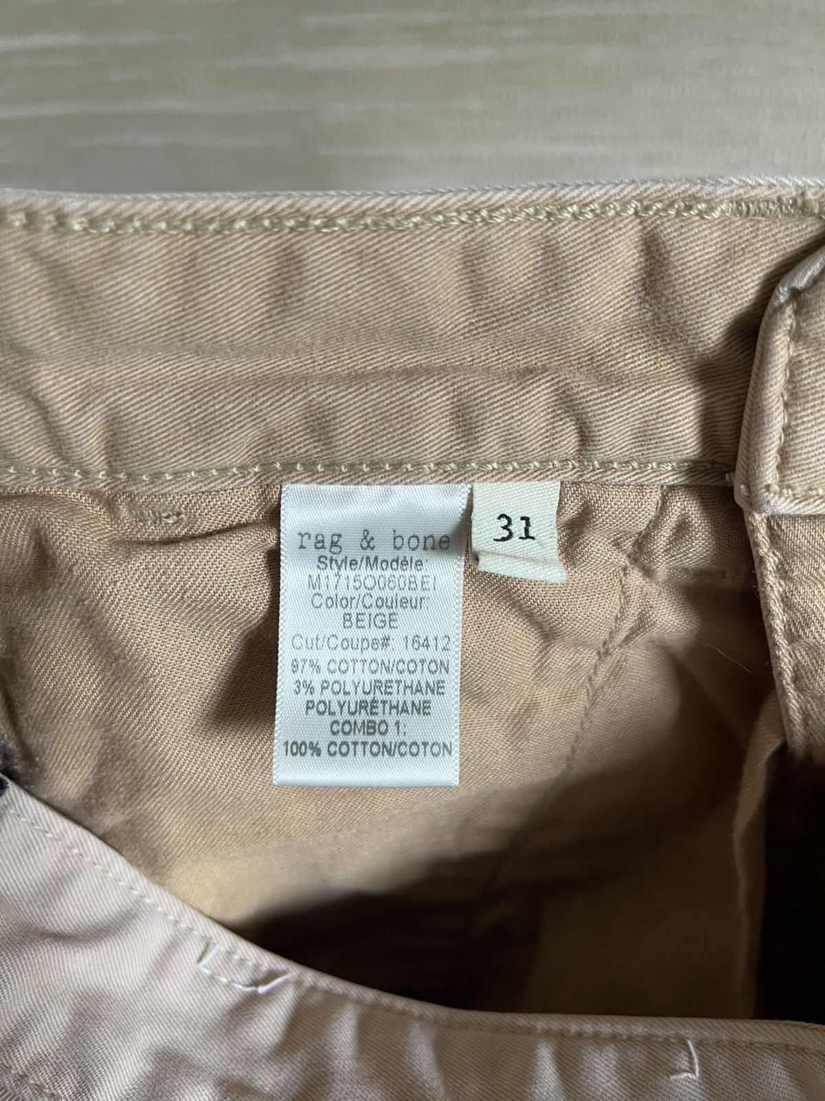 Rag & Bone Rag & Bone New York Made In USA Beige Pants Jeans Size US 31 - 8 Thumbnail