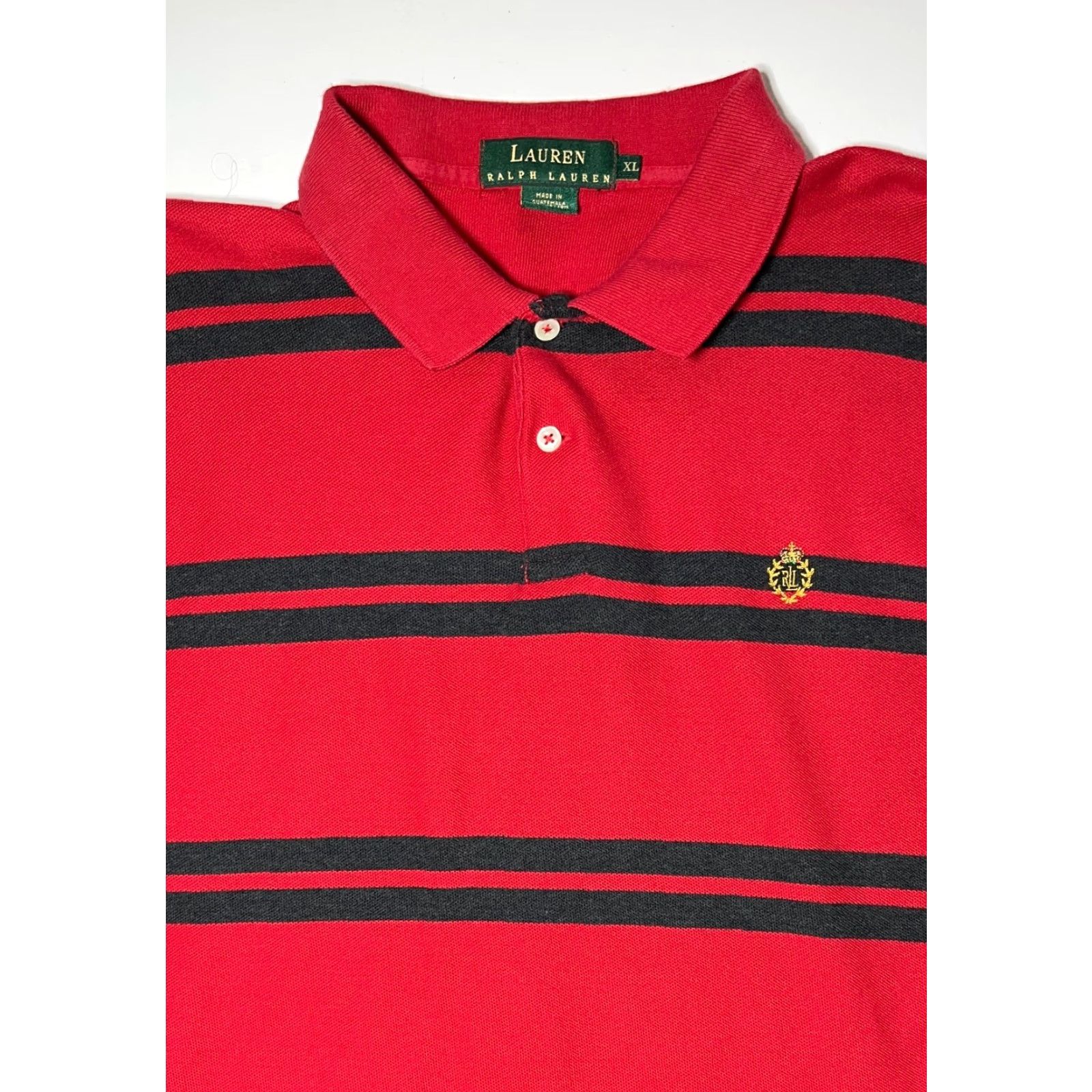 Vintage VINTAGE Lauren Ralph Lauren Men's Long Sleeve Polo Rugby Shirt Red XL Striped 100% Cotton, 90s Classic Mens Polo Size US XL / EU 56 / 4 - 5 Thumbnail