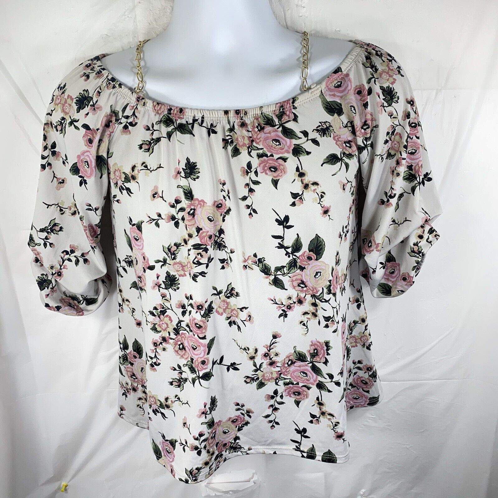 Other First Love Medium Floral Off Shoulder Chain Strap Blouse Size M / US 6-8 / IT 42-44 - 1 Thumbnail