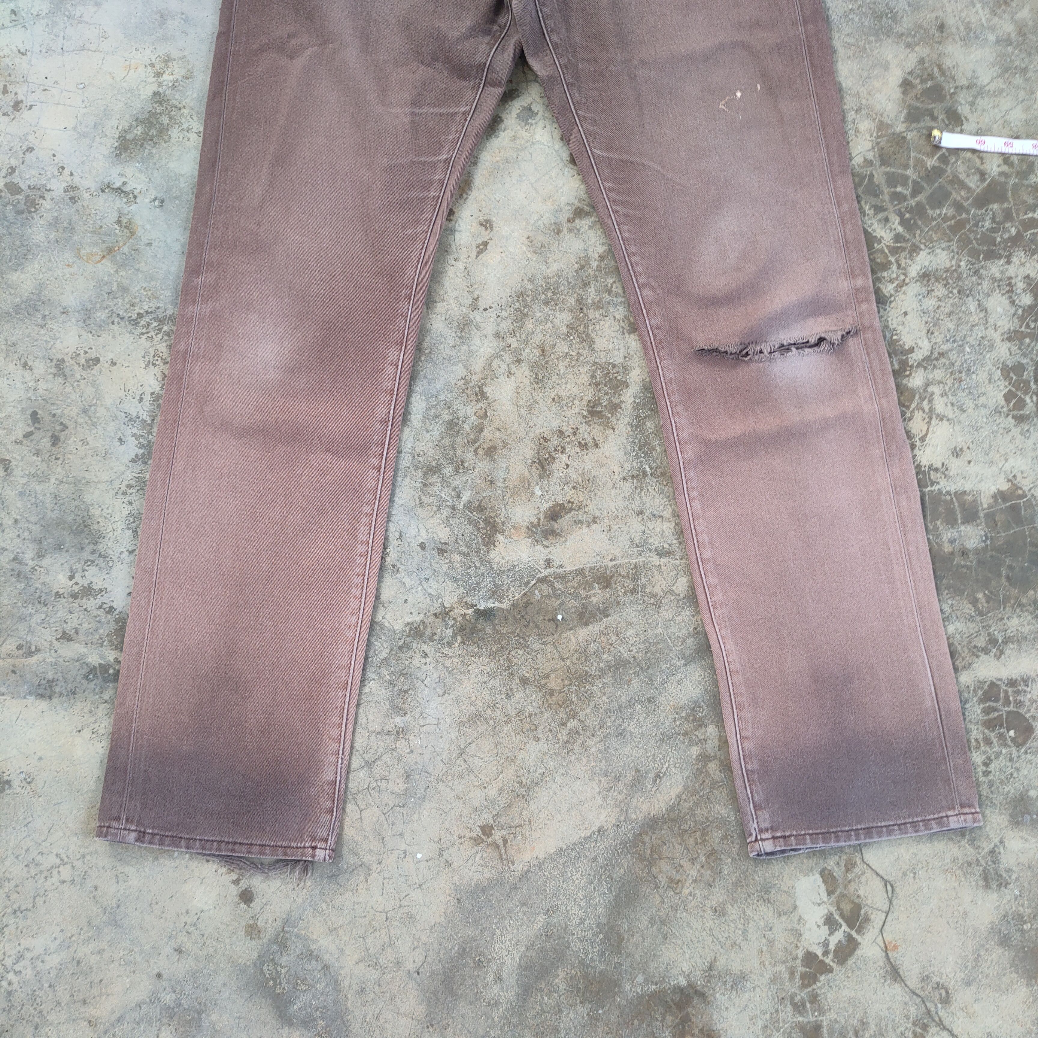 Japanese Brand VINTAGE SLIM FIT JAPANESE FADED BROWN DISTRESSED JEAN PANTS Size US 34 / EU 50 - 3 Thumbnail