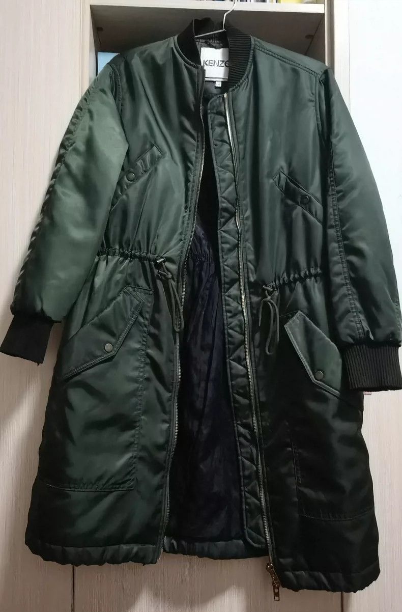 Kenzo KENZO Green and black baseball collar long coat Size XXS / US 00 / IT 34 - 6 Thumbnail