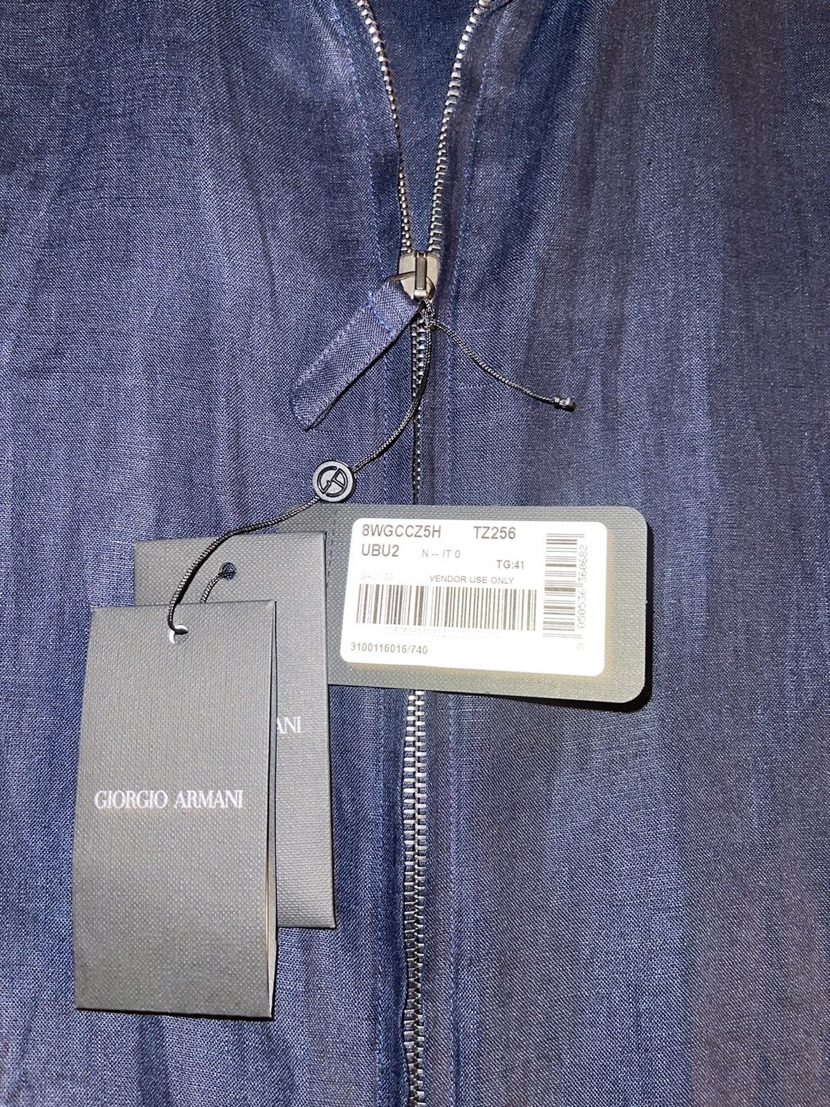 Giorgio Armani GIORGIO ARMANI ZIP SPORT SHIRT 41/16 (REG FIT) LINEN, NWT Size US L / EU 52-54 / 3 - 8 Thumbnail