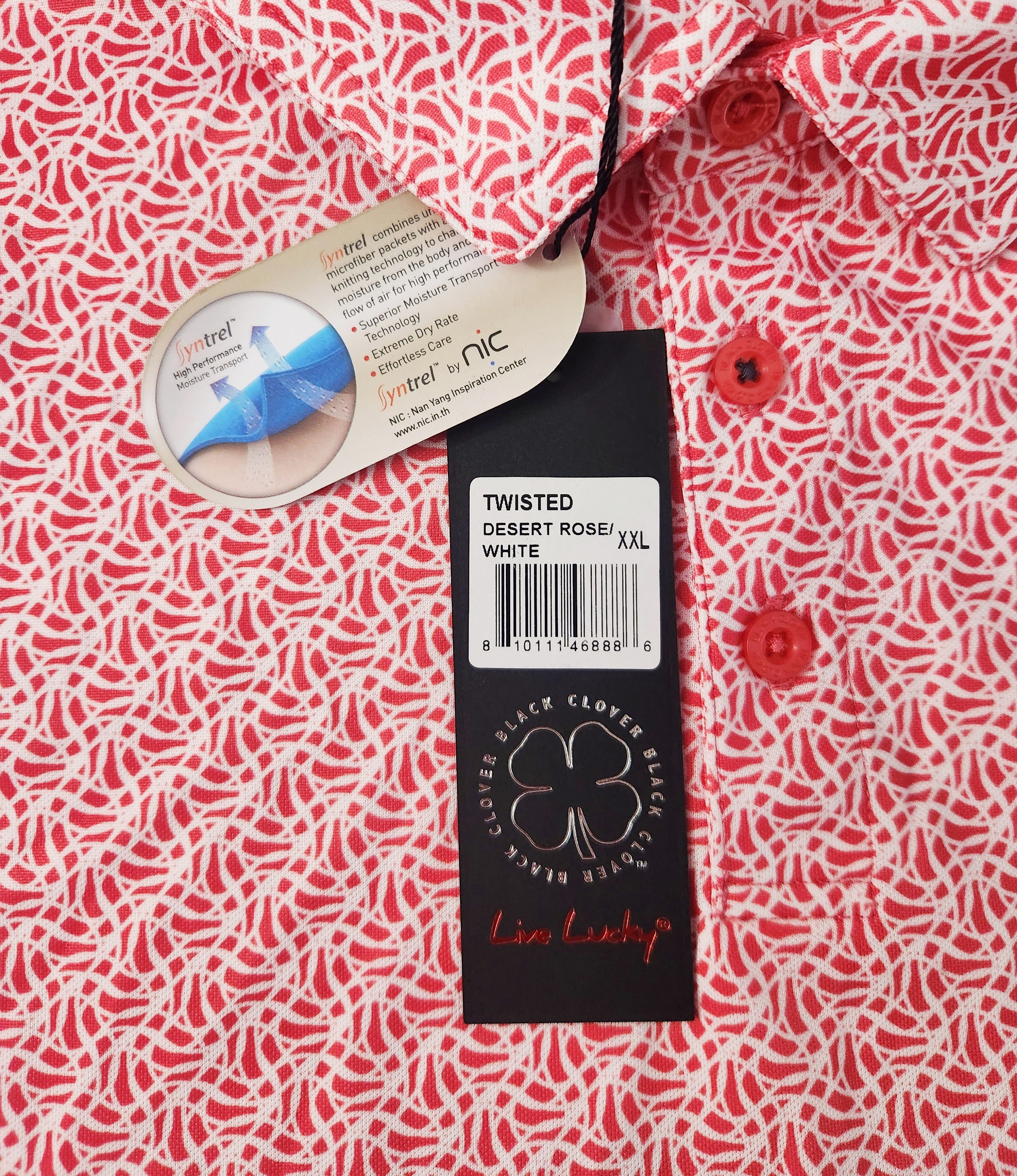 Other Black Clover Twisted Golf Polo Desert Rose White size XXL Size US XXL / EU 58 / 5 - 8 Thumbnail