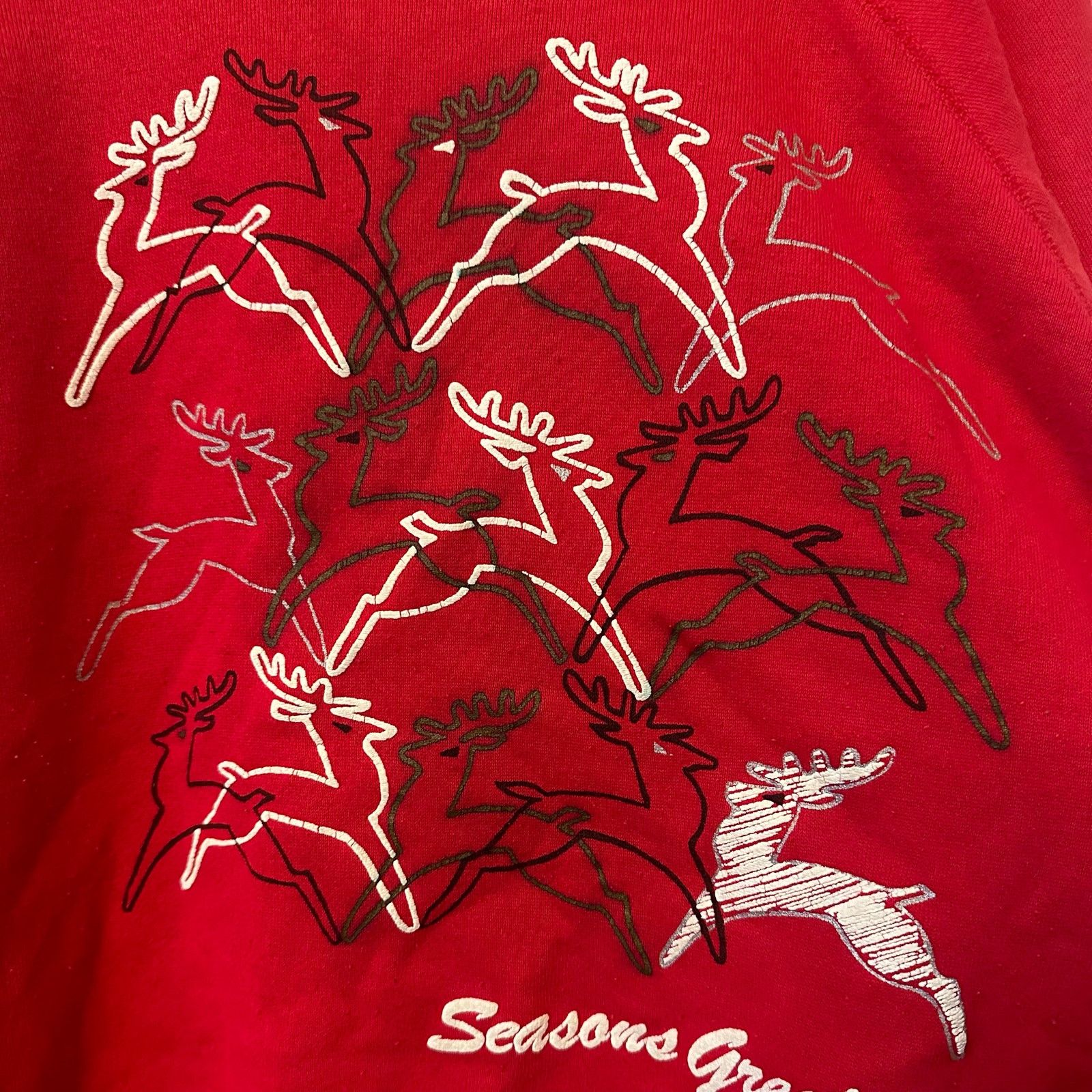 Hanes 90s Christmas sweater with reindeer red 1990 vintage Size US XL / EU 56 / 4 - 2 Thumbnail