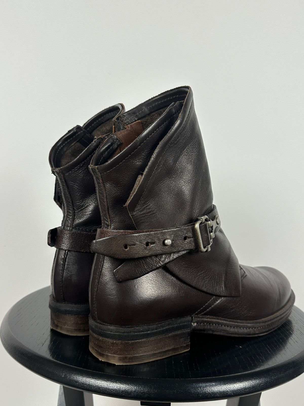 A.S.98 A.S.98. Airstep Brown Leather Biker Buckle Strap Ankle Boots Size US 8 / IT 38 - 4 Thumbnail