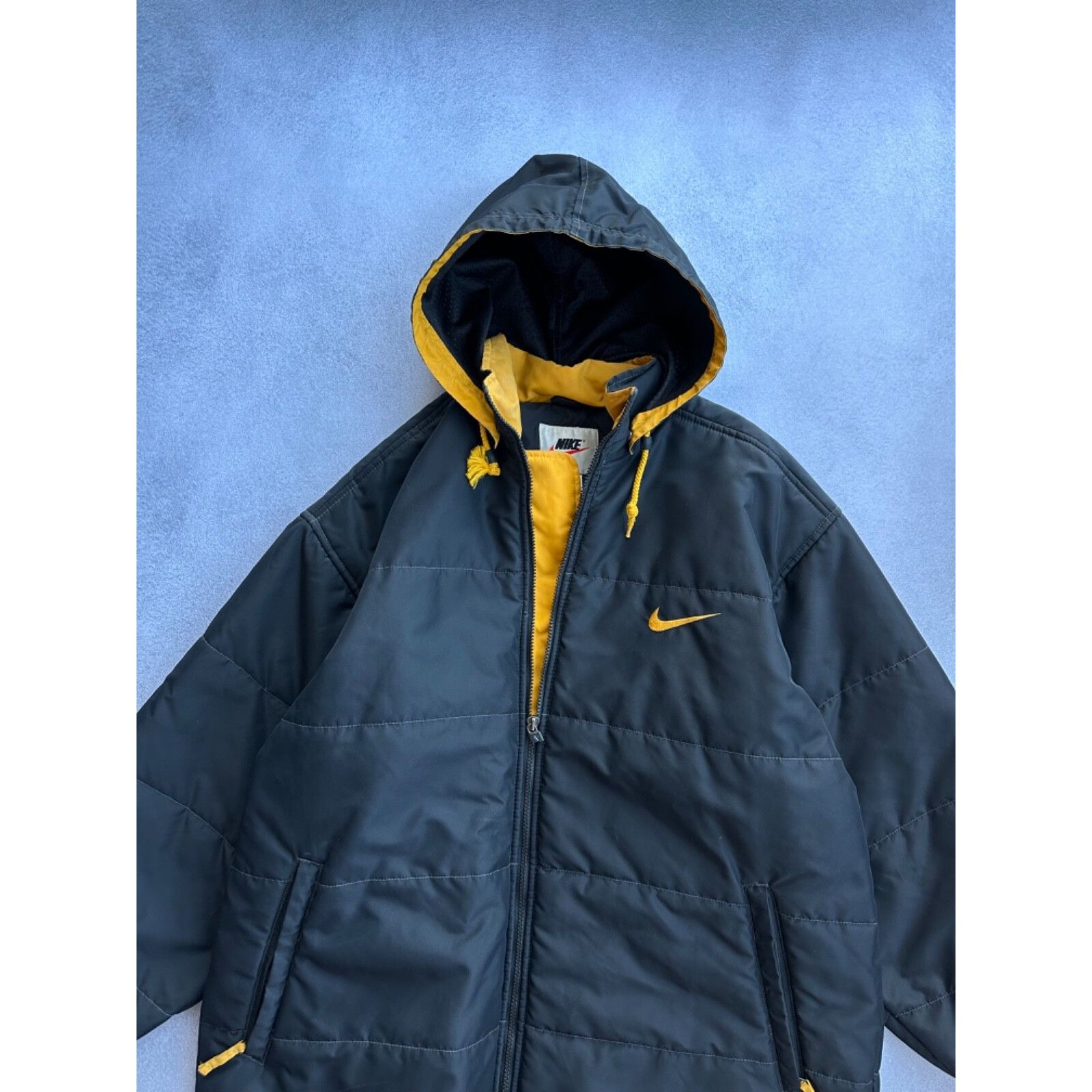 Nike VTG Nike Big Logo Hooded Puffer Jacket Size US XL / EU 56 / 4 - 7 Thumbnail