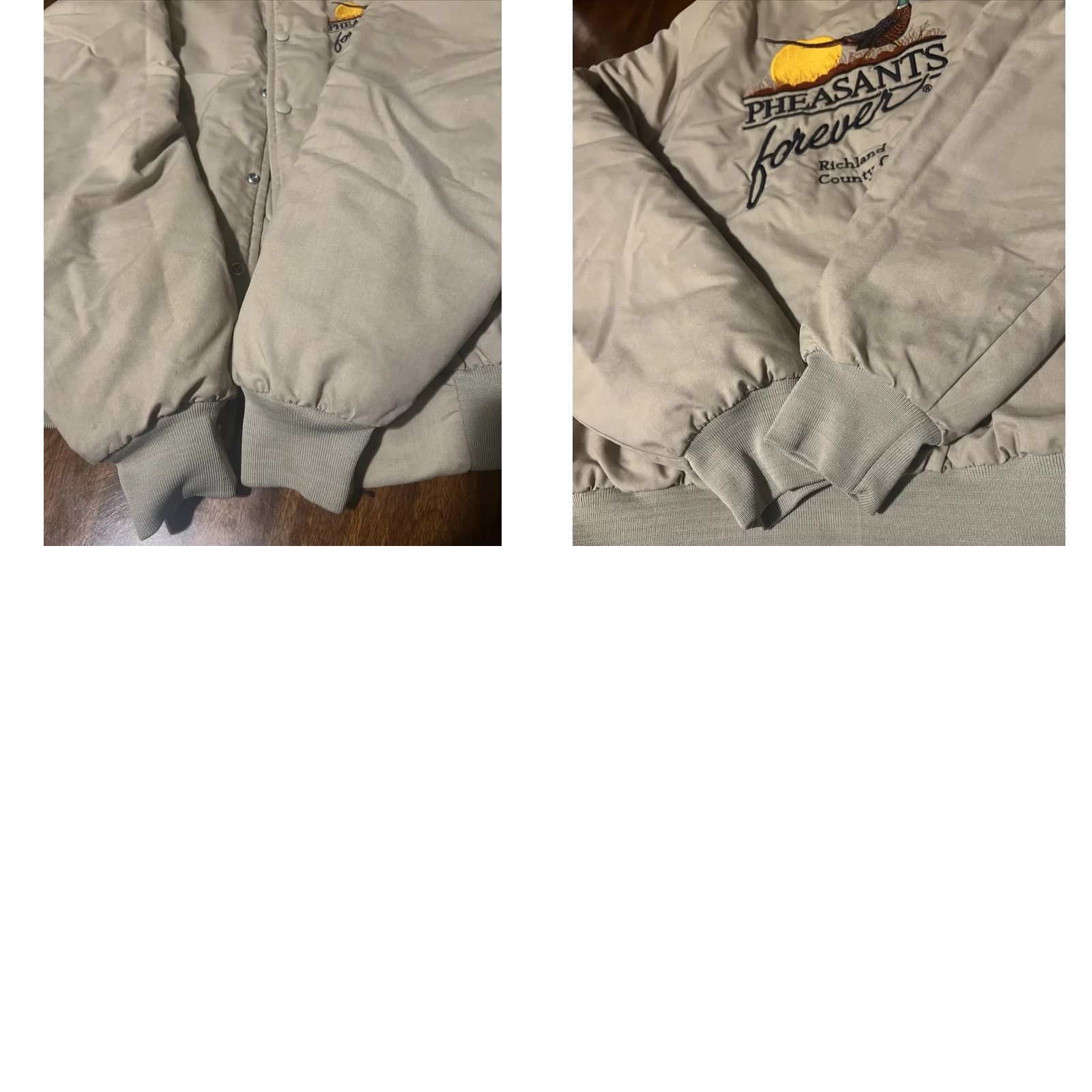 Vintage VINTAGE Poplins Made In USA Bomber Jacket Mens L Beige Solid 90s Mid-Length Full Zip Pockets All Seasons Cotton Outer Shell Cotton Blend Lining Size US L / EU 52-54 / 3 - 8 Thumbnail