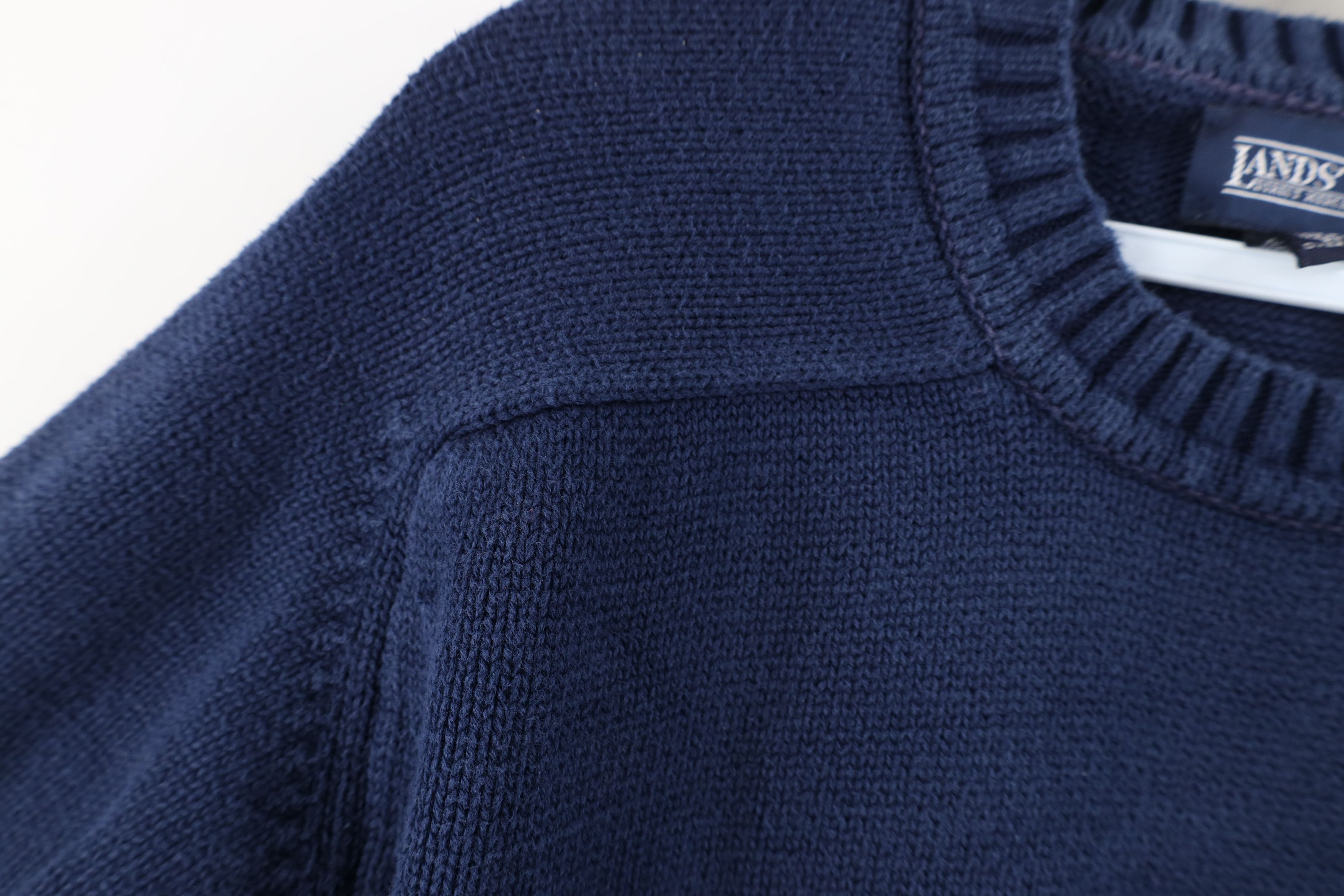 Lands' End Vintage 90s Lands End Cotton Knit Crewneck Sweater Blue USA Size US L / EU 52-54 / 3 - 5 Thumbnail