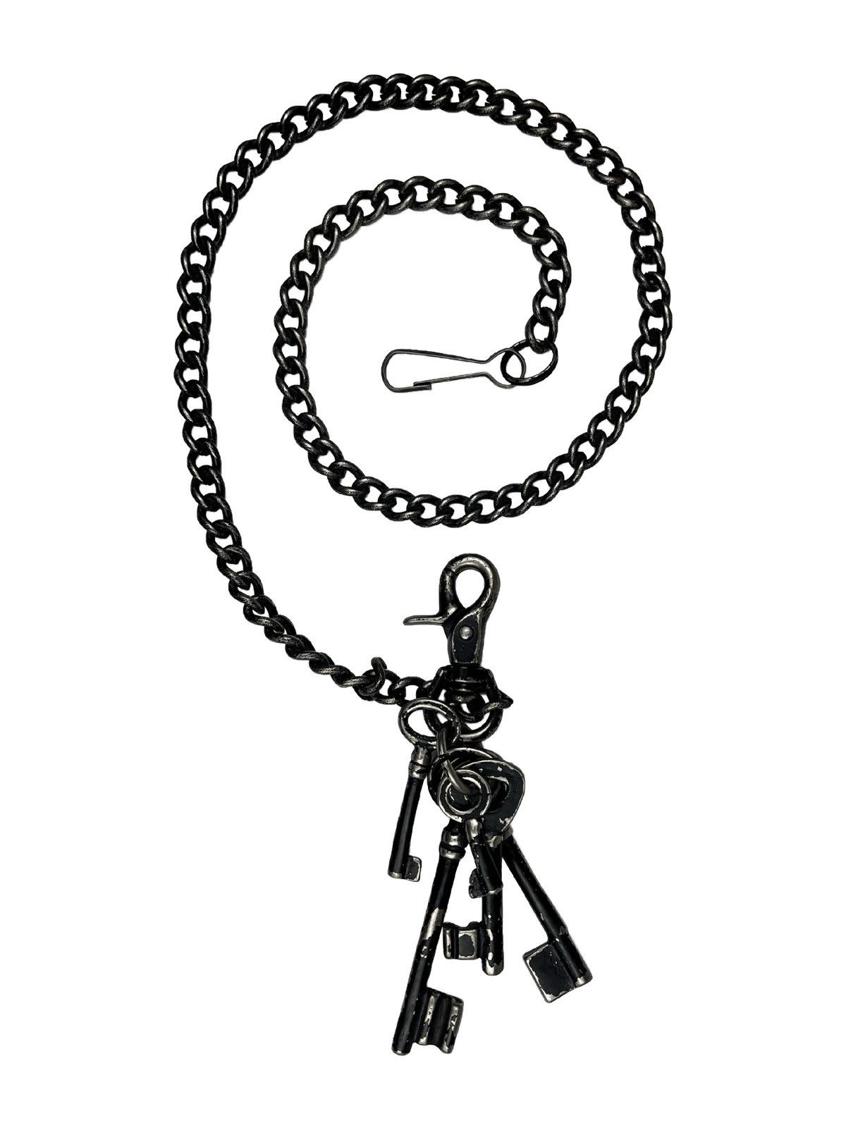 image of Ss06 Undercover Key Ring Painted Silver Wallet Chain in Black, Men's