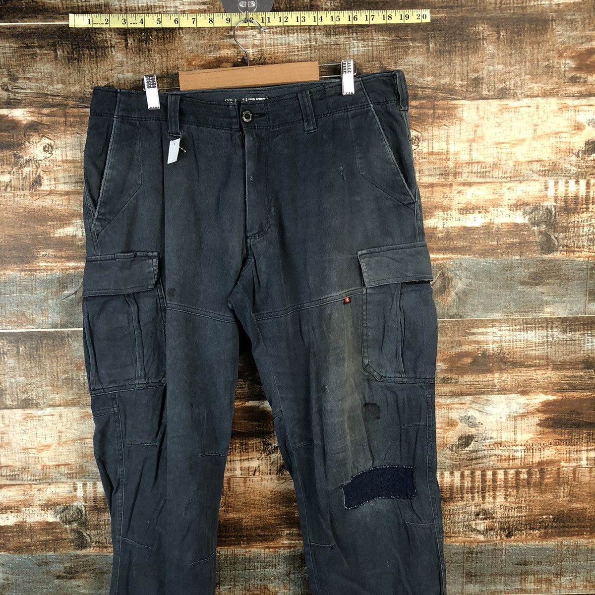Japanese Brand DL Burtle Dark Blue ripped Cargo Multipocket Pants #C759 Size US 34 / EU 50 - 2 Thumbnail