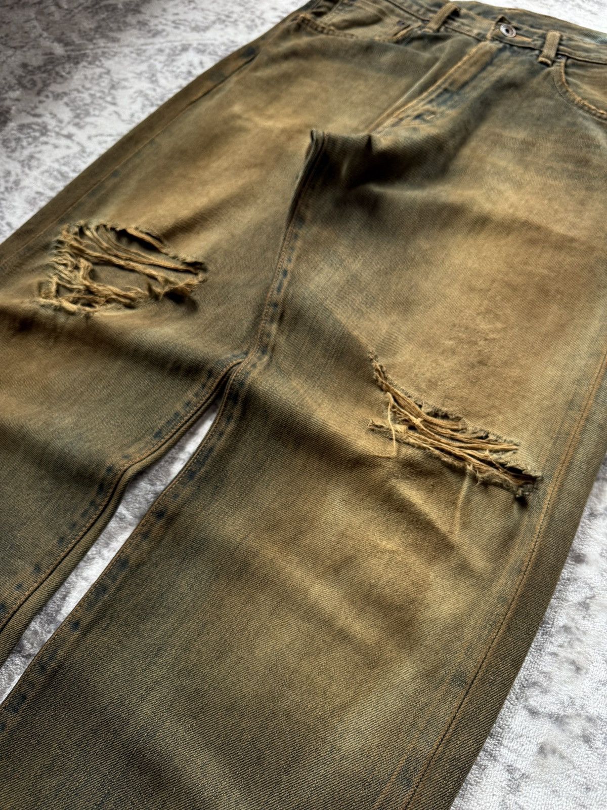 Edwin Edwin 505 OG Type 1 Mud Wash Distressed Selvedge Baggy Jeans Size US 29 - 7 Thumbnail