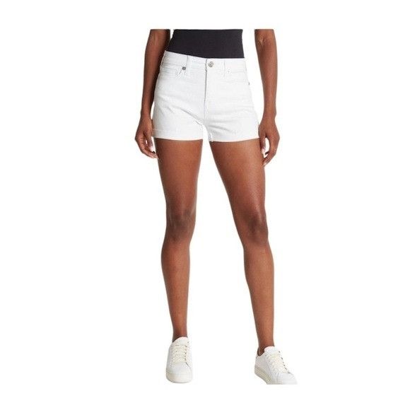 True Religion True Religion Womens White MId Rise Cuffed Raw Hem Short Jea Size 33" - 2 Thumbnail
