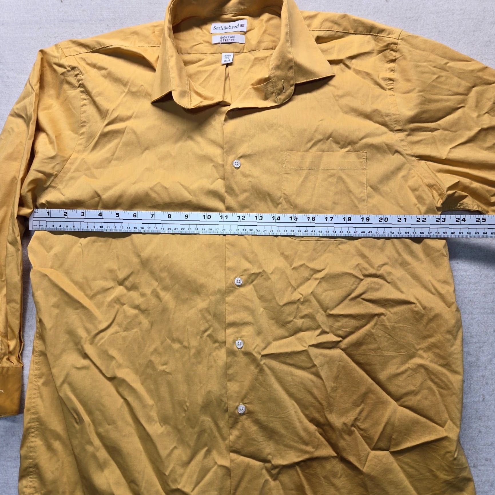 Vintage SADDLEBRED Solid Yellow Button Up Shirt Mens XL 17 Long Sleeve Casual Easy Care Cotton Button-Down 65% Cotton 35% Polyester Size US XL / EU 56 / 4 - 4 Thumbnail