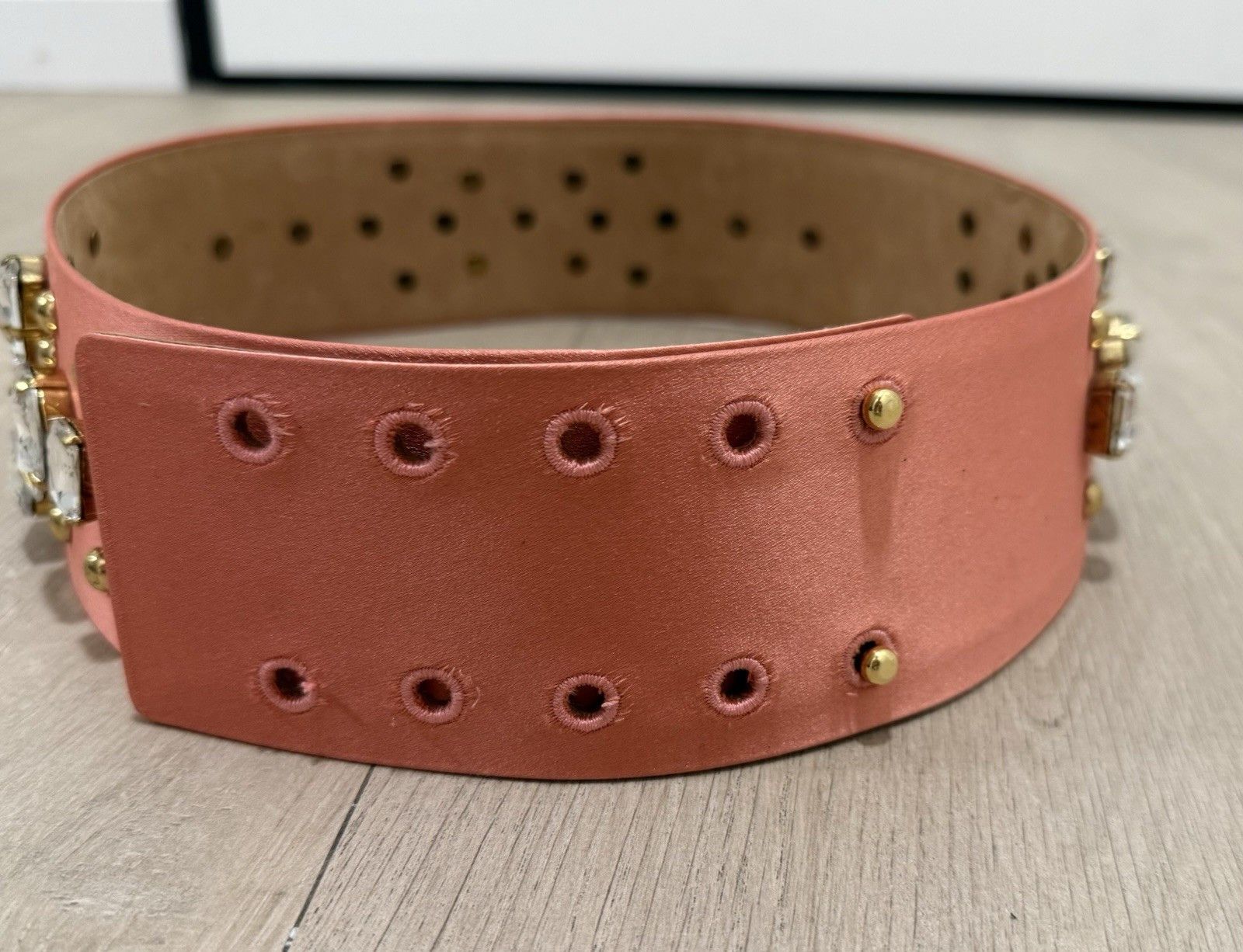 Blumarine Blumarine Womens Wide Belt Crystal Leather Silk Satin Italy Size ONE SIZE - 12 Thumbnail