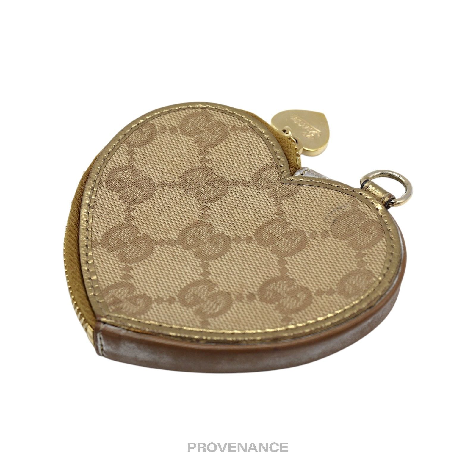 Gucci 🔴 Gucci GG Canvas Coin Wallet - Bronze Heart Metallic Size ONE SIZE - 4 Thumbnail
