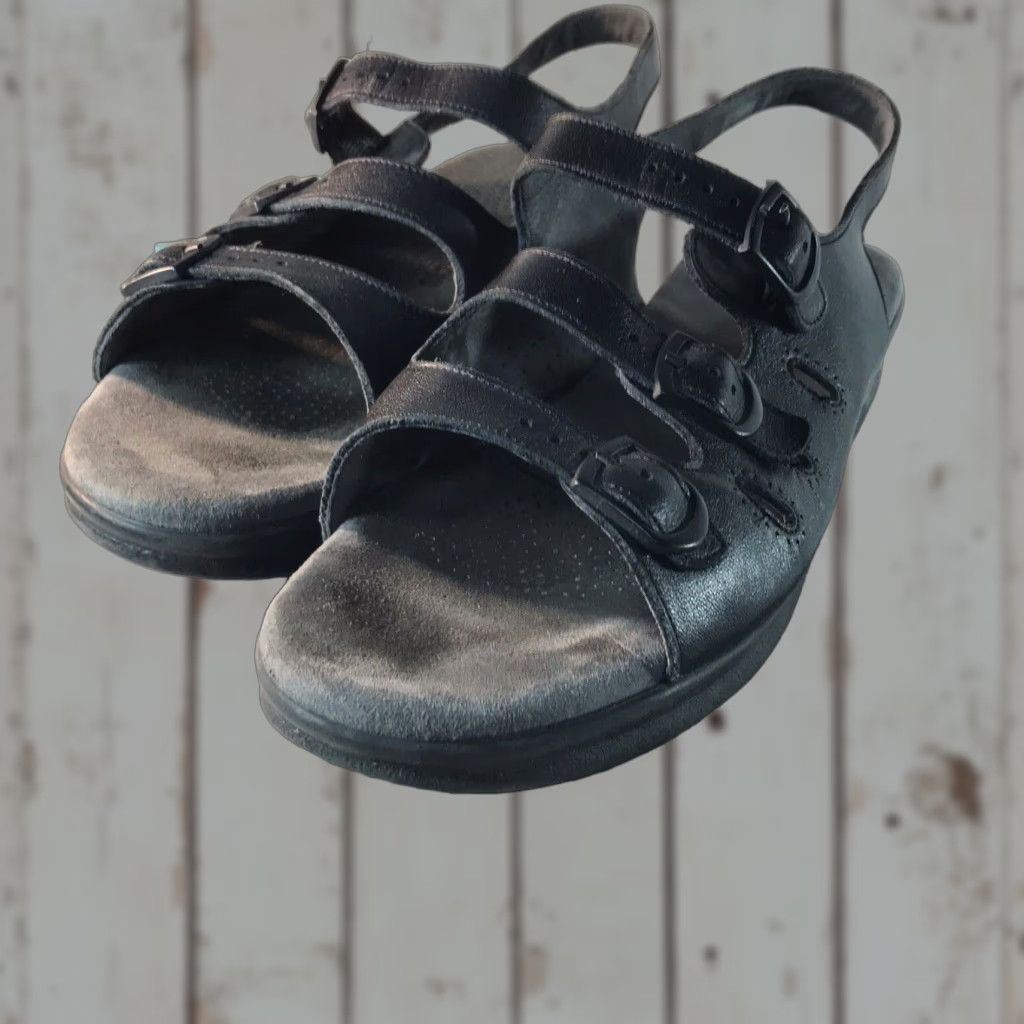 SAS Vintage SAS Black Leather Tripad Comfort Sandals Womens Size 9.5M USA Size US 10 / IT 40 - 1 Thumbnail