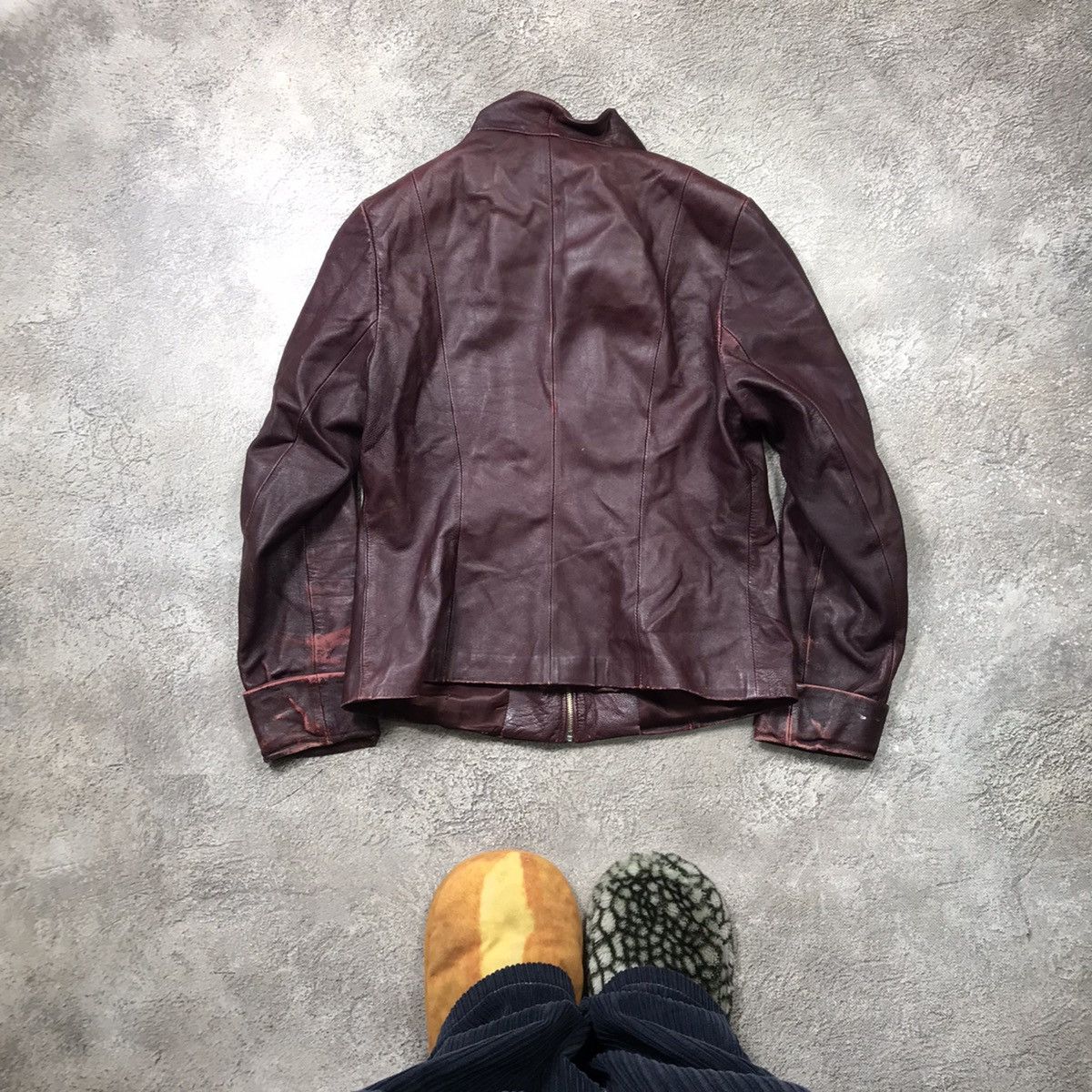 Vintage Vintage 90s Burgundy Leather Biker Jacket Streetwear Logo M Size M / US 6-8 / IT 42-44 - 6 Thumbnail
