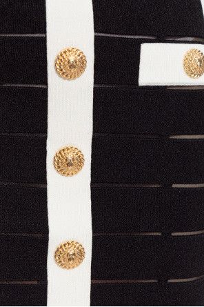 Balmain o1s1wg110825 Two Tone Buttoned Knit Skirt in Black Size 28" / US 6 / IT 42 - 5 Thumbnail