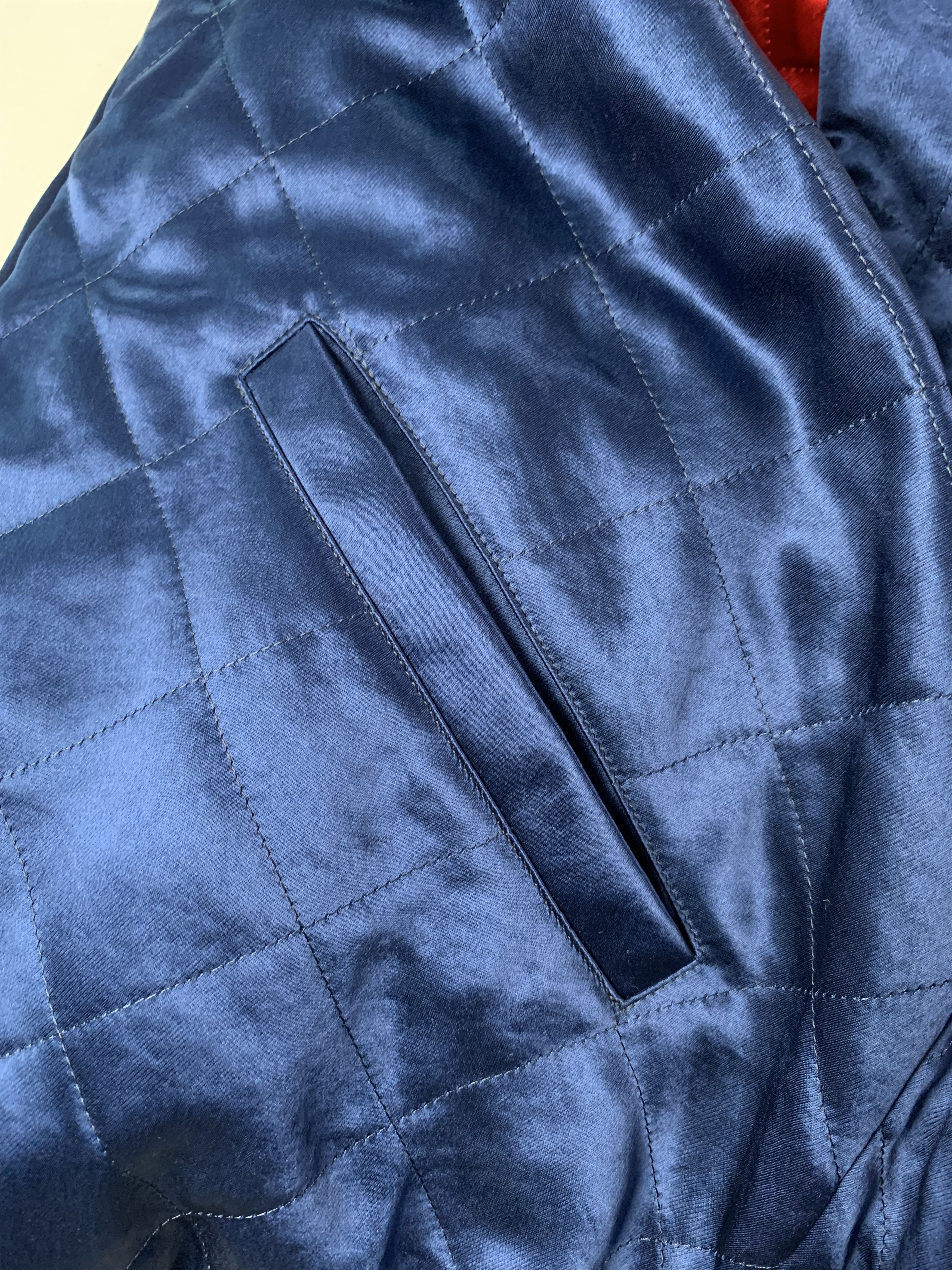 Gucci Gucci Blue & Red Silk Bomber Jacket Size US L / EU 52-54 / 3 - 8 Thumbnail