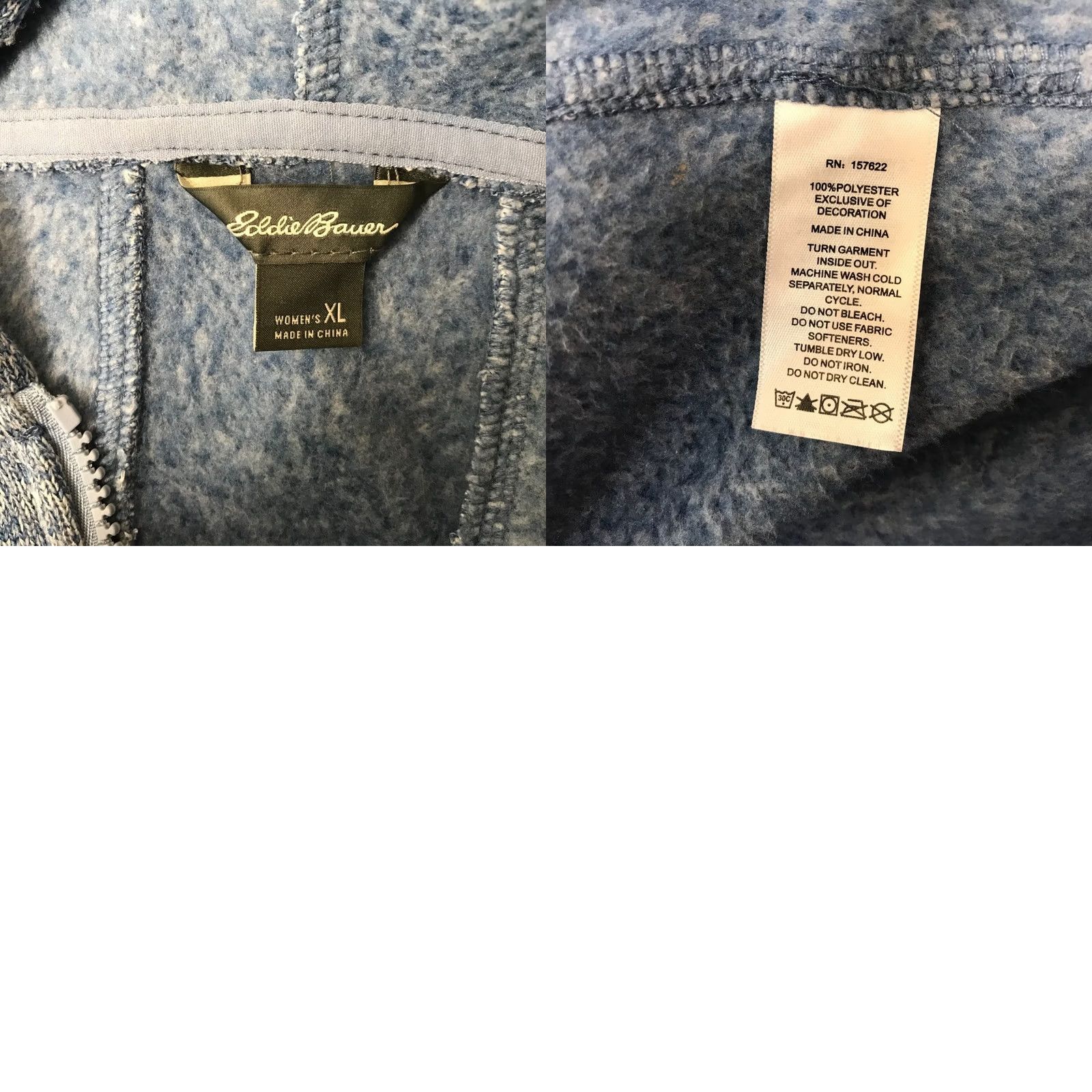 Eddie Bauer Eddie Bauer Womens XL Blue Full Zip Hooded Sweatshirt Jacket Polyester Size XL / US 12-14 / IT 48-50 - 8 Thumbnail