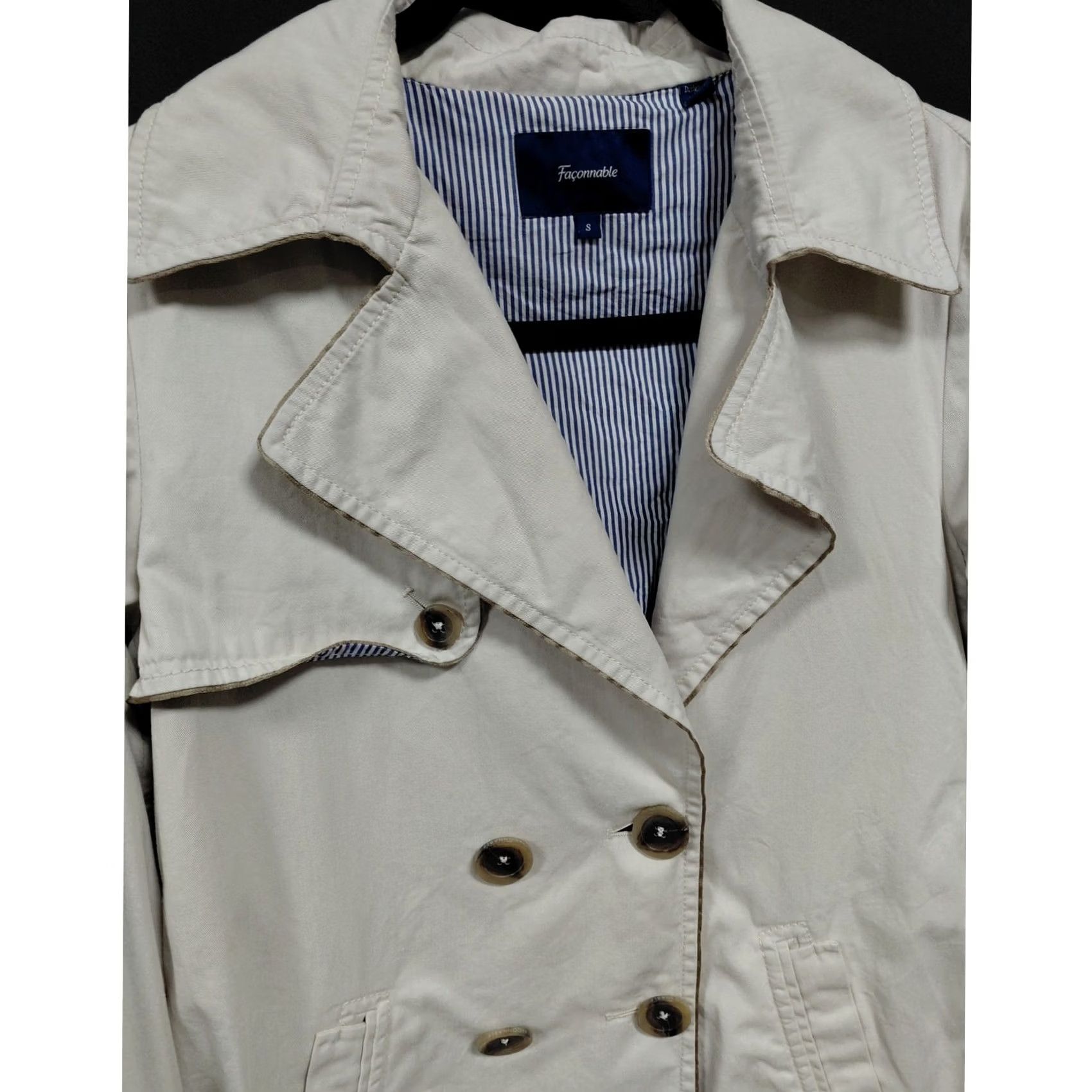 Faconnable Façonnable Romania Beige Double Breasted Trench Coat Solid Women S Coat Size S / US 4 / IT 40 - 3 Thumbnail