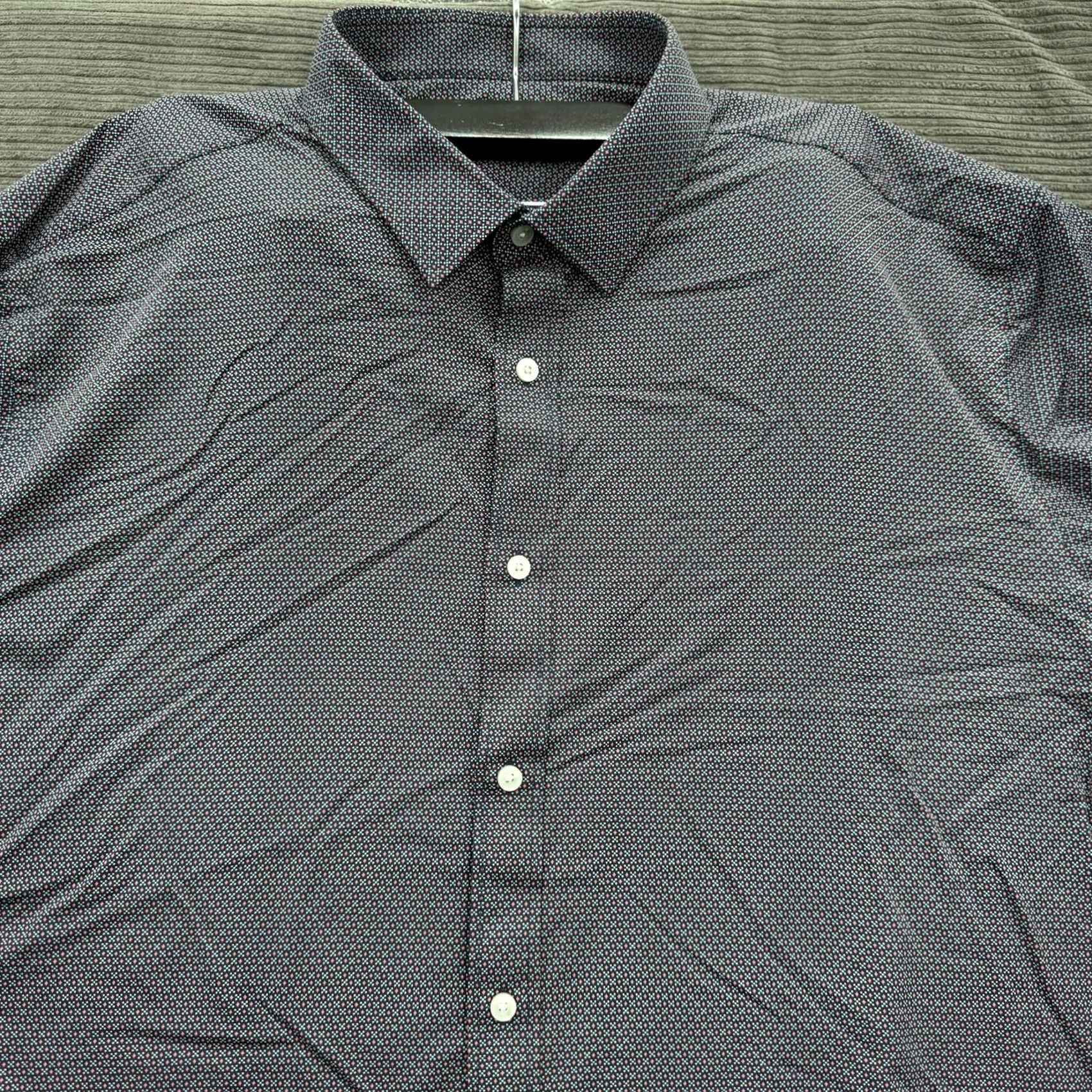 UNTUCKit UNTUCKit Shirt Men 3XL Nylon Long Sleeve Button Up Office Business Regular Fit Geometric Wool? (Correction: wool not in original) Size US XXL / EU 58 / 5 - 6 Thumbnail