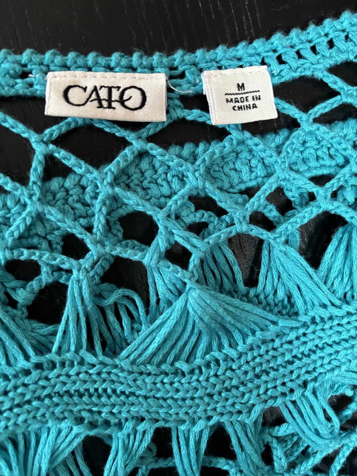 Cartoon Network Boho Crochet Turquoise Top Festival Beach cover up. Medium. Size M / US 6-8 / IT 42-44 - 6 Thumbnail