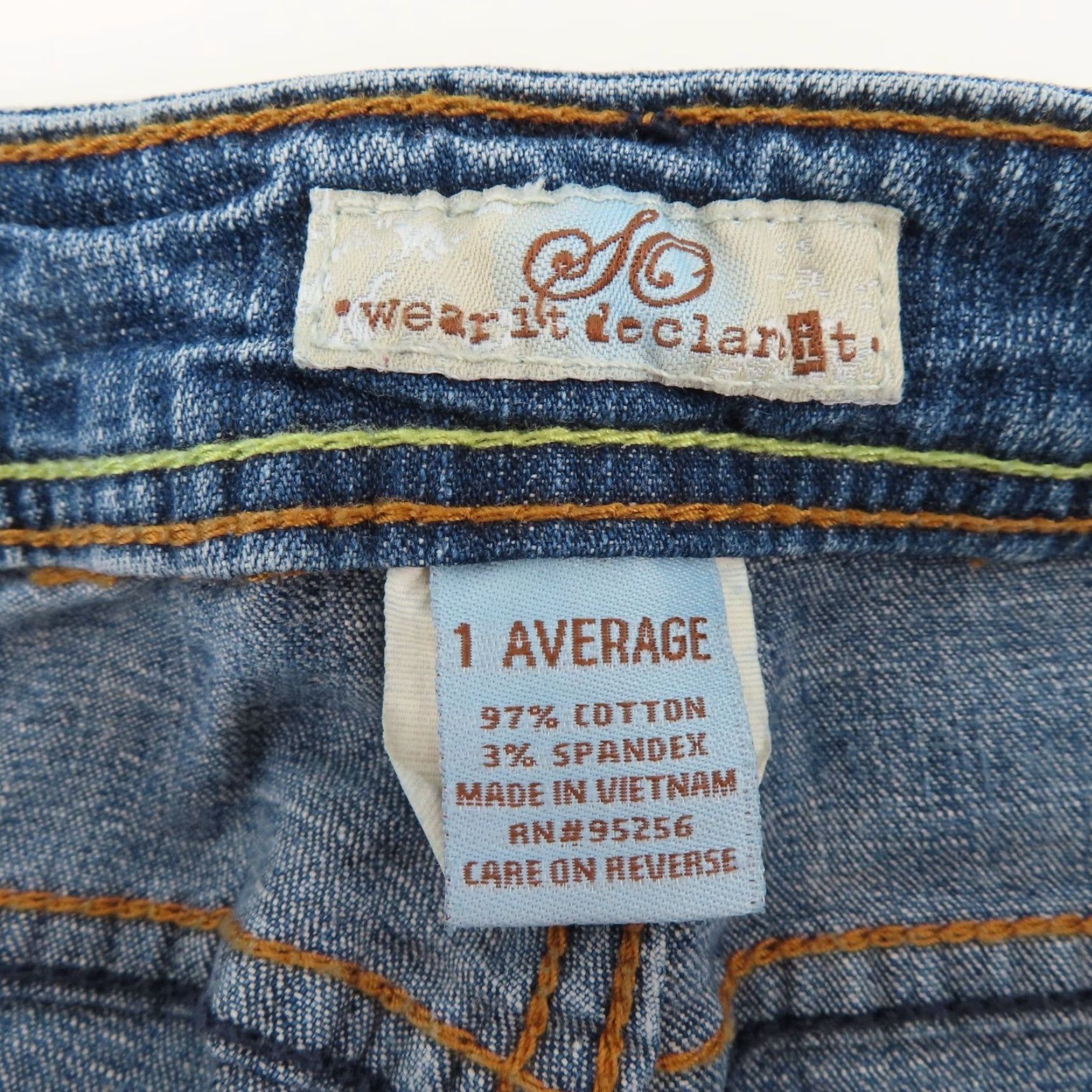 Vintage SO Juniors Jeans 1 Average Low Rise Medium Blue Wash Denim Cotton Blend 5-Pocket Bootcut Womens Jeans Size 25" / US 0 / IT 36 - 6 Thumbnail