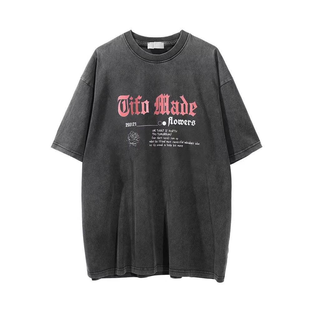 Japanese Brand × Vintage Loose distressed washed rose print round neck T-shirt y2k Size US L / EU 52-54 / 3 - 2 Thumbnail