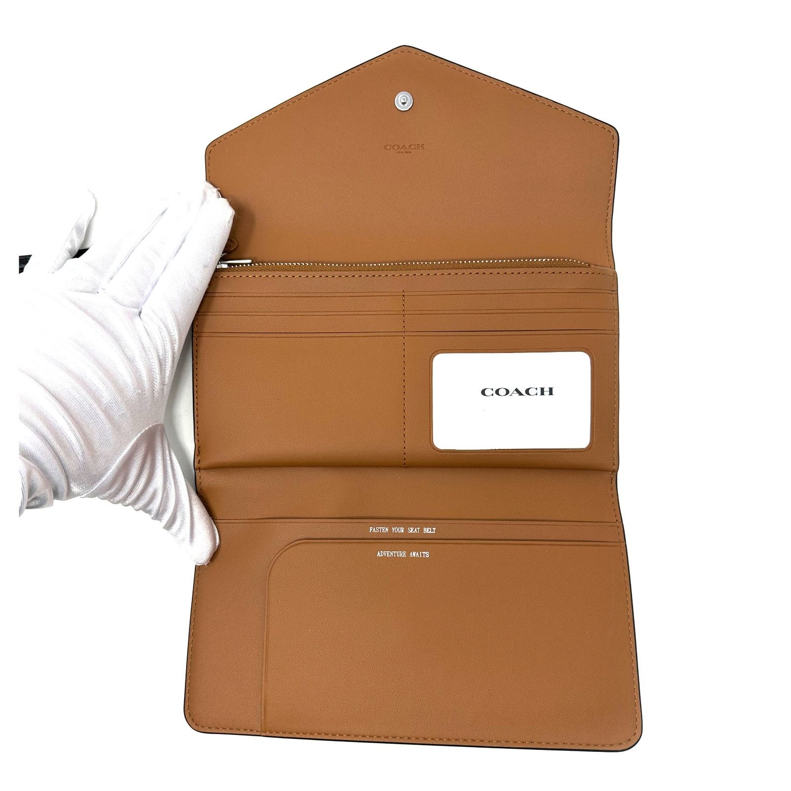 Coach Coach Travel Envelope Wallet In Signature Canvas Black C1962 Size ONE SIZE - 4 Thumbnail