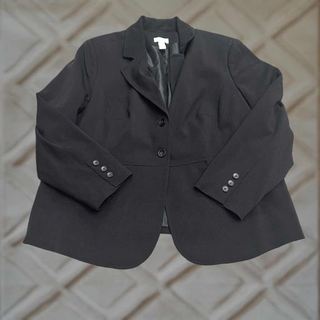 Charter Club Charter Club Blazer Womens 18W Black Single Breasted Business Work Jacket Size XXL / US 16-18 / IT 52-54 - 1 Thumbnail