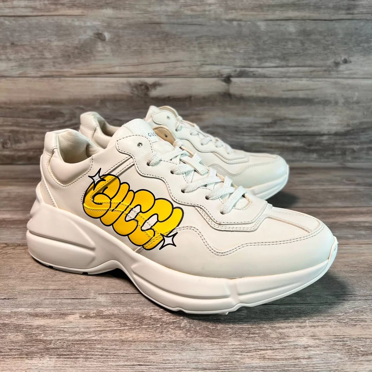 Gucci Gucci Rhyton Cartoon Flame Graphic Sneaker Off-White Size US 7.5 / EU 40-41 - 2 Thumbnail
