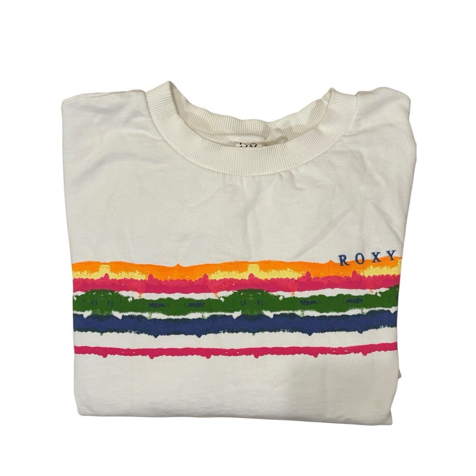 Other Roxy White Sweatshirt Abstract Rainbow Drawstring XL Crew Size XL / US 12-14 / IT 48-50 - 2 Thumbnail