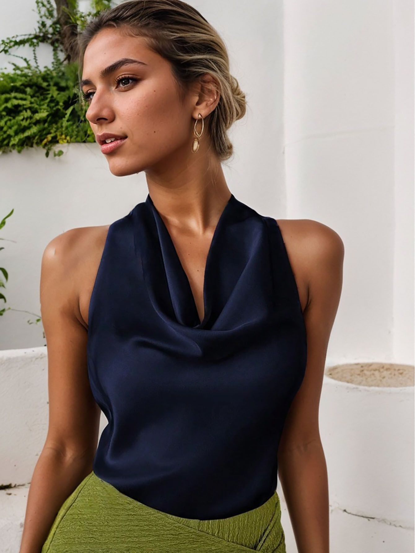 Other Women Swing Collar Sleeveless With Halter Neck Backless Tops Size L / US 10 / IT 46 - 4 Thumbnail