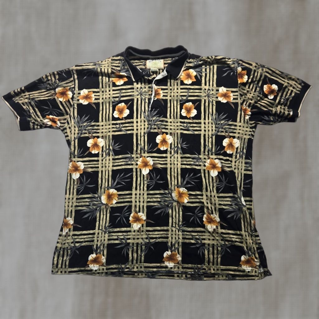 Vintage VINTAGE Hibiscus Hawaii Polo Shirt Short Sleeve Adult 2XL Brown Floral Men Polo 90s Mens Size US XXL / EU 58 / 5 - 1 Thumbnail
