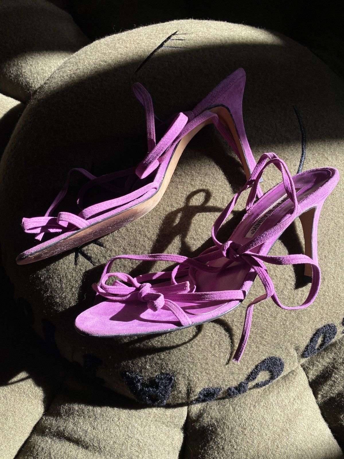 Manolo Blahnik Manolo Blahnik purple strappy suede sandals heels Size US 6.5 / IT 36.5 - 2 Thumbnail