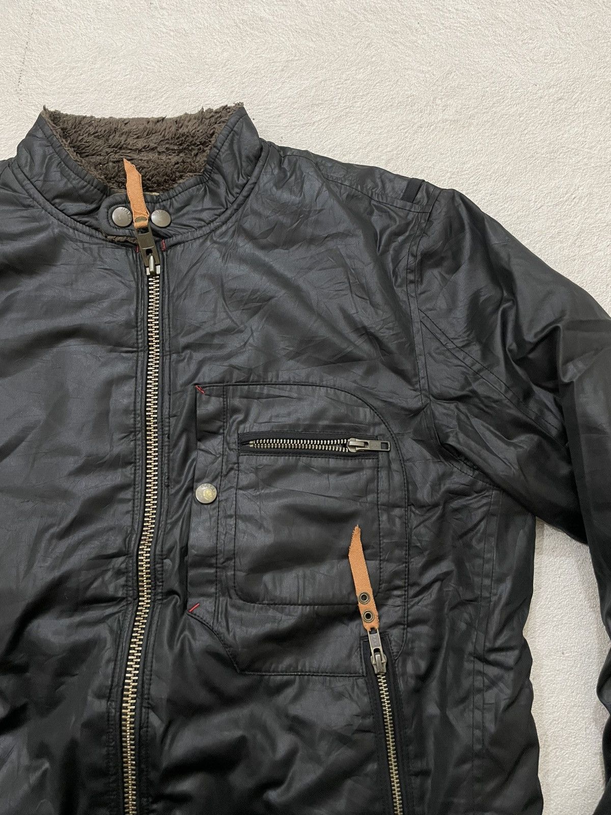 If Six Was Nine 2000s Japan Black Waxed Moto Jacket Sherpa y’s Ifsix LGB Goa Size US L / EU 52-54 / 3 - 3 Thumbnail