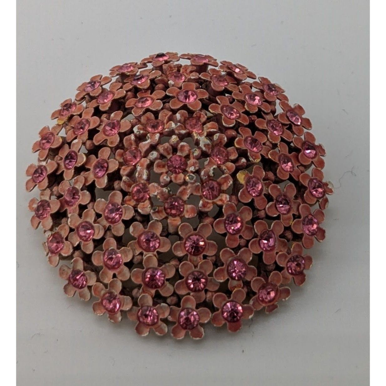 Other Vintage Pink Rhinestone Floral Dome Brooch Size ONE SIZE - 5 Thumbnail