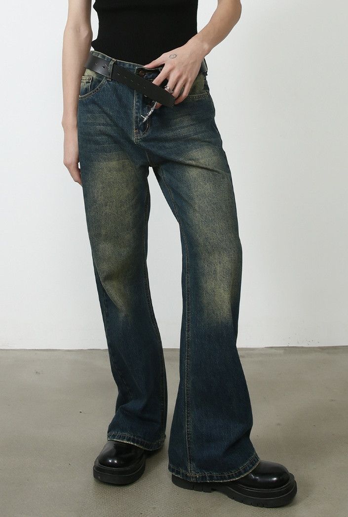 Japanese Brand × Jean Men's blue vintage washed distressed straight bootcut jeans Size US 32 / EU 48 - 6 Thumbnail
