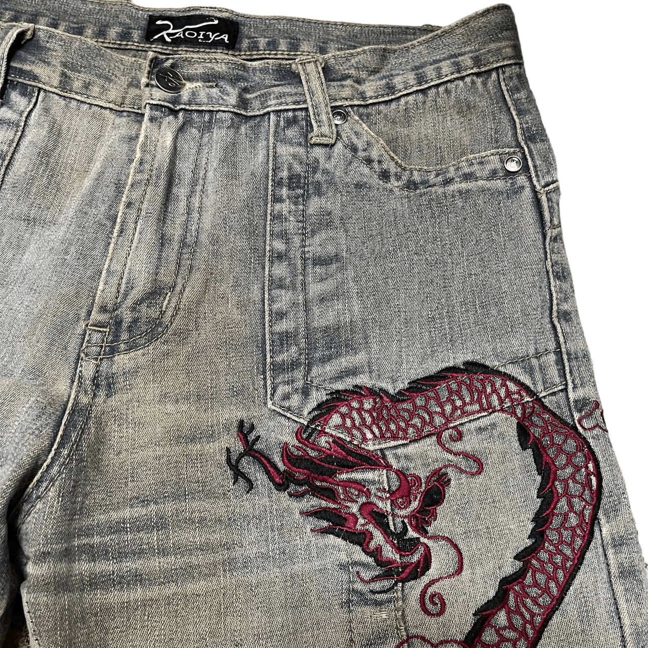 Japanese Brand Vintage Kaoiya Dragon Embroidery Denim Pants Size US 32 / EU 48 - 5 Thumbnail