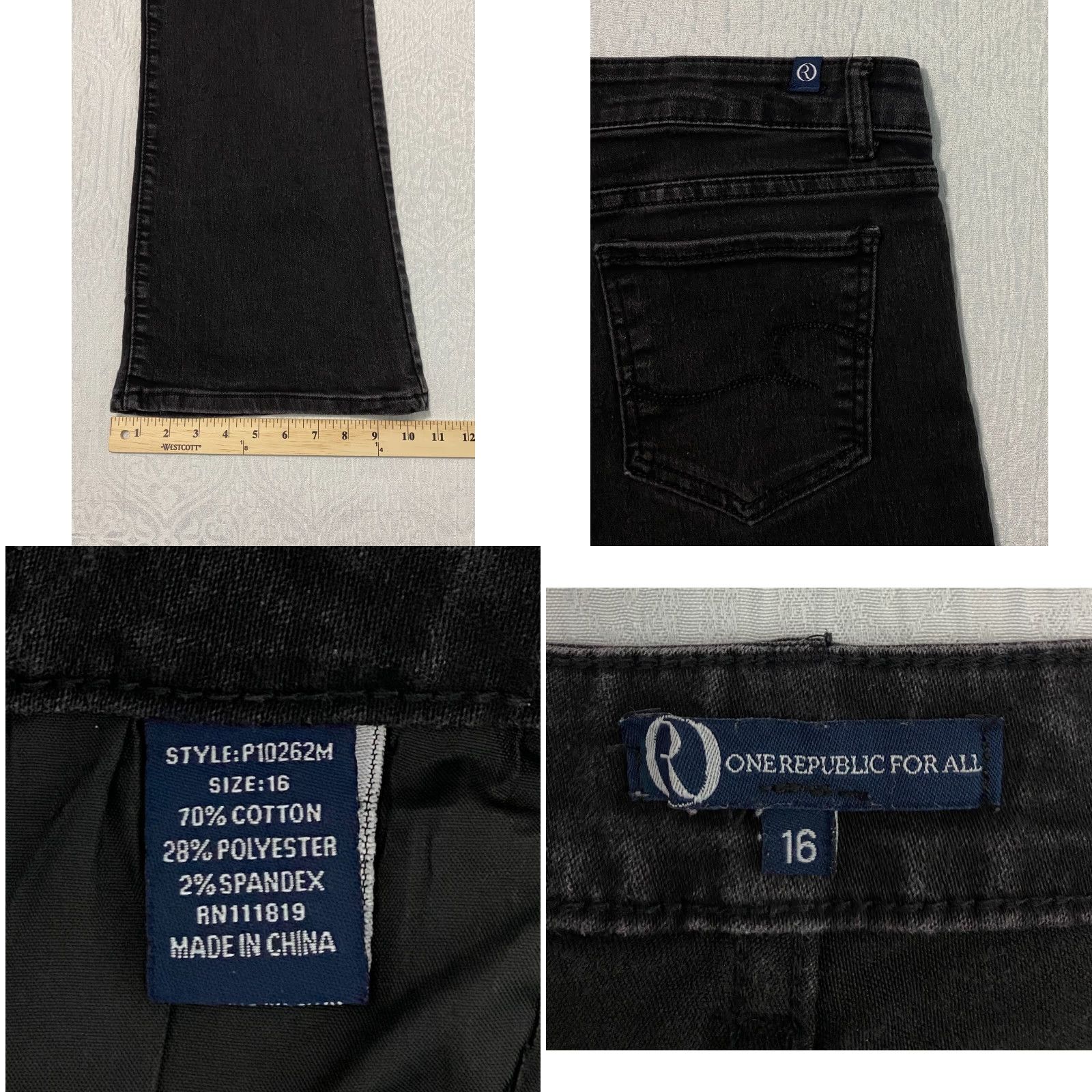 Vintage One Republic For All Wide Leg Jeans Women's Size 16 Black Boot Cut Size 24" / US 00 / IT 34 - 8 Thumbnail